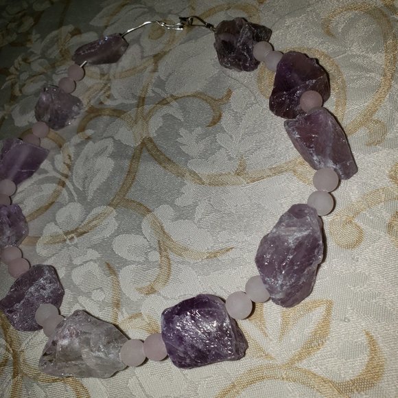 Handmade Purple Quartz Raw Rock Necklace! - Picture 2 of 9